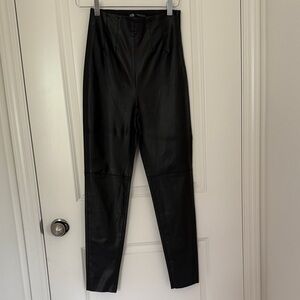 Zara Black Leather-Style Trousers